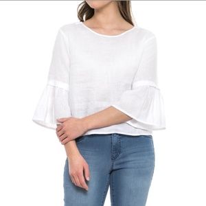 Catherine Malandrino Ruffle Sleeve Linen Blouse